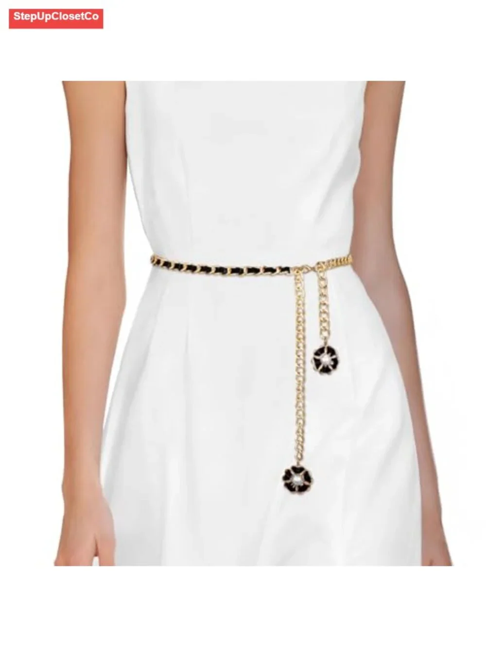 Faux Leather Waist Chain Belt for Women, Adjustable Hip Belt for Jeans Dresses,